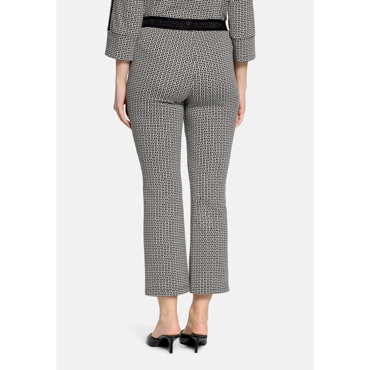 Pantalon à enfiler coupe slim fit blanc/noir, BETTY BARCLAY