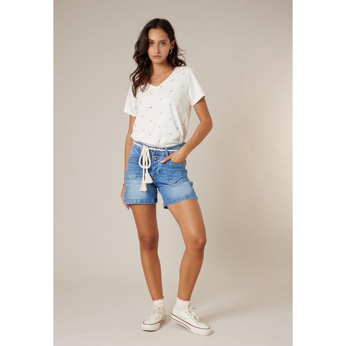 Short slim femme en jean MINA light stone used, DEELUXE