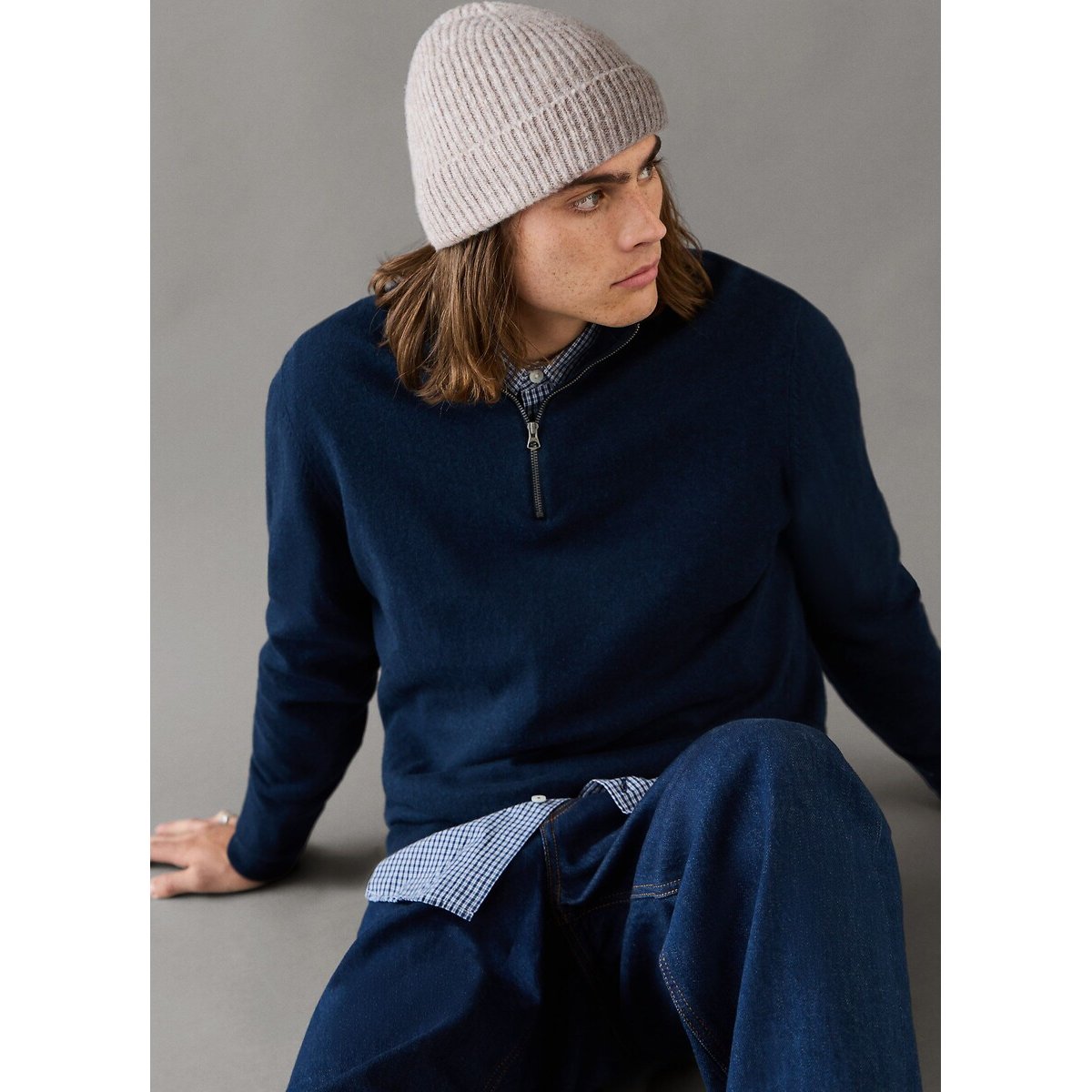 Sweat zippé col montant bleu marine, PEPE JEANS