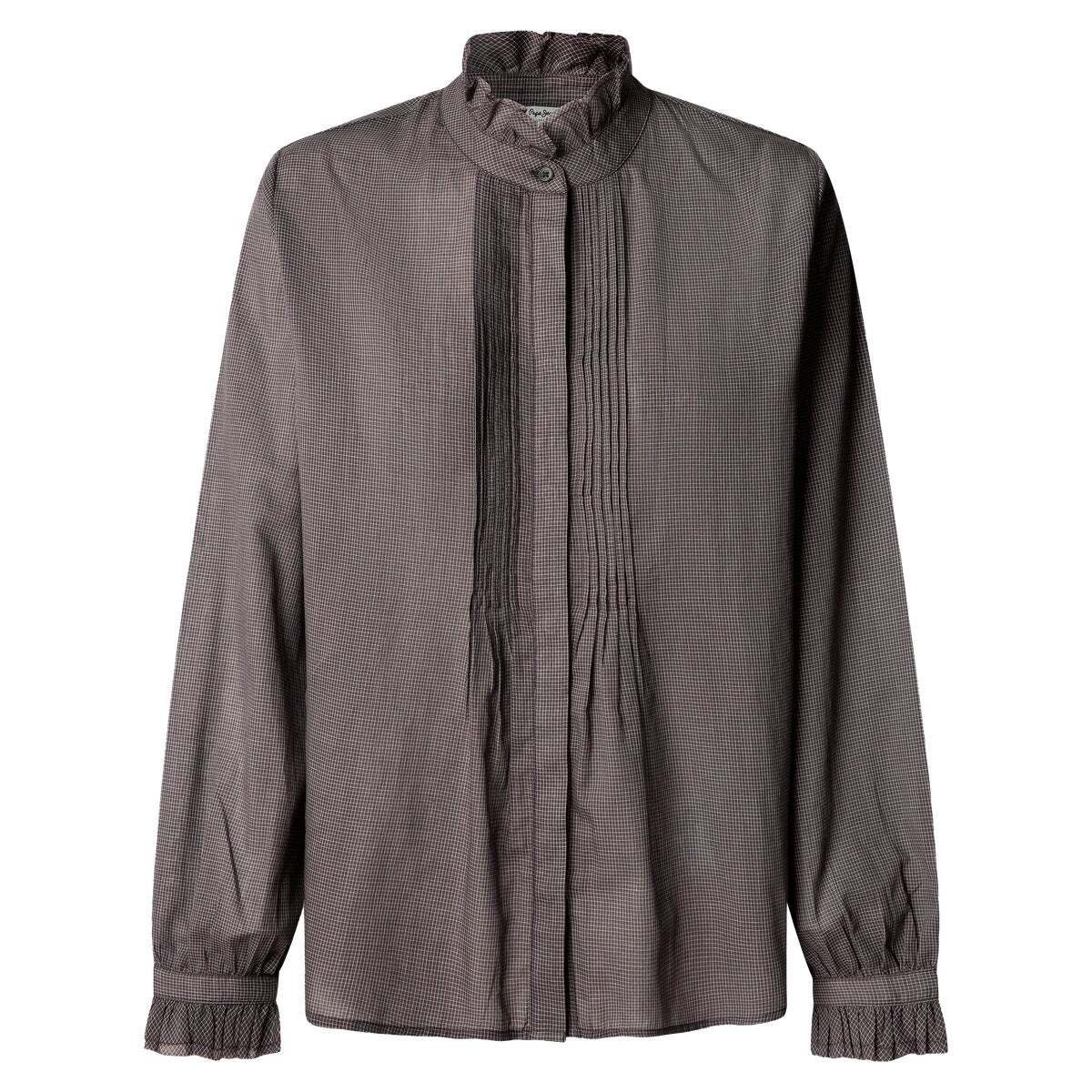 Blouse À Carreaux À Col Mao brun de trail, PEPE JEANS