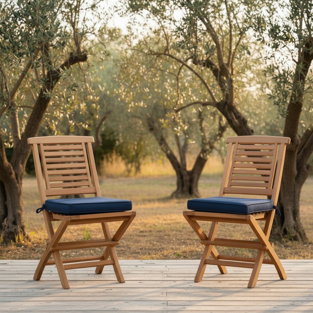 Chaises de jardin pliantes en teck massif (lot de 2) - BARBADE naturel, TECK ATTITUDE