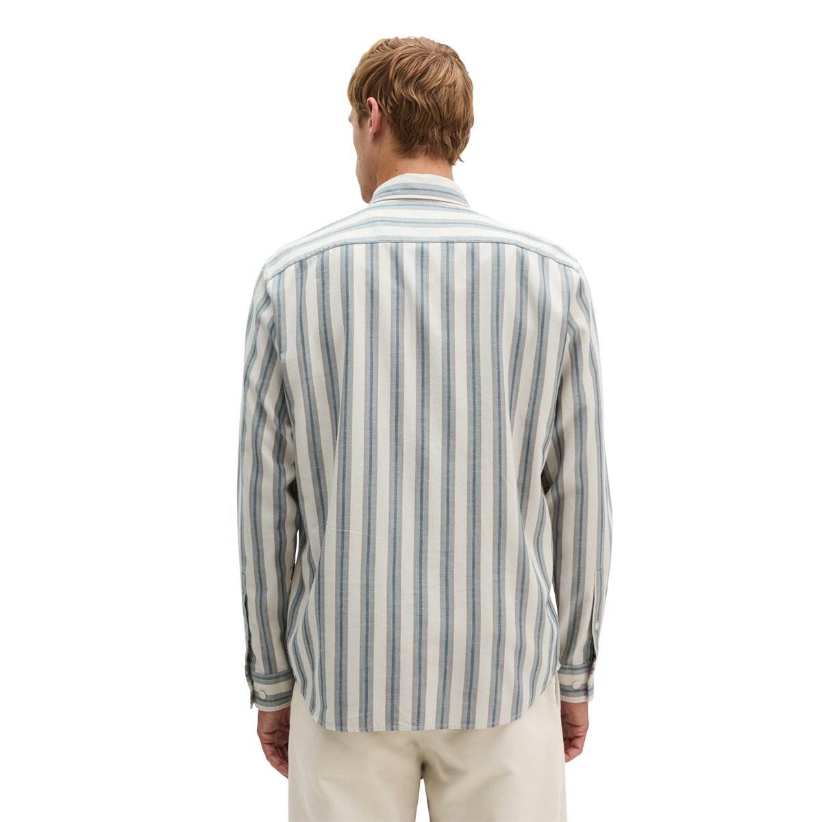 Chemise en sergé, coupe classique en coton biologique et lyocell blanc/bleu, MARC O'POLO