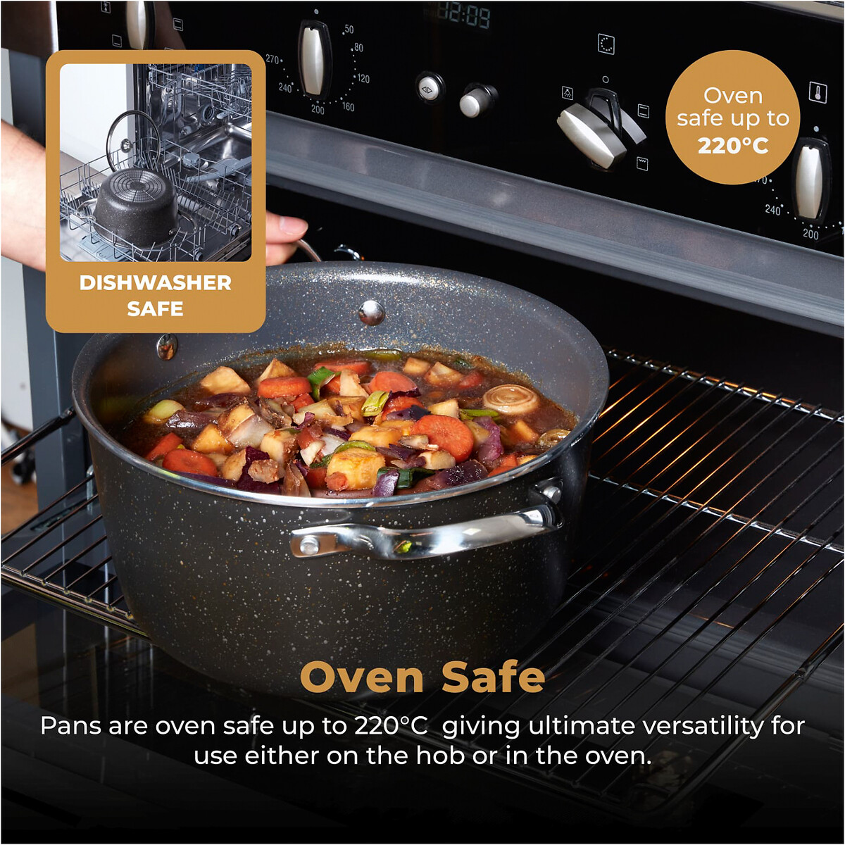 24cm Cerastone Pro Casserole Dish with Lid graphite, TOWER