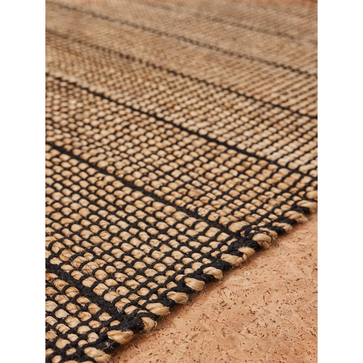 Tapis de salon et chambre en jute BANDY noir, NOVATREND