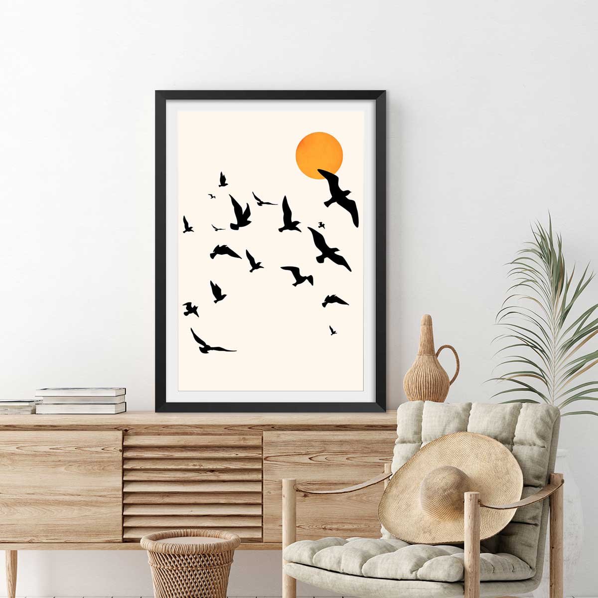 Affiche ""Envolee Up and Away"" affiche + cadre en bois - noir, HEXOA