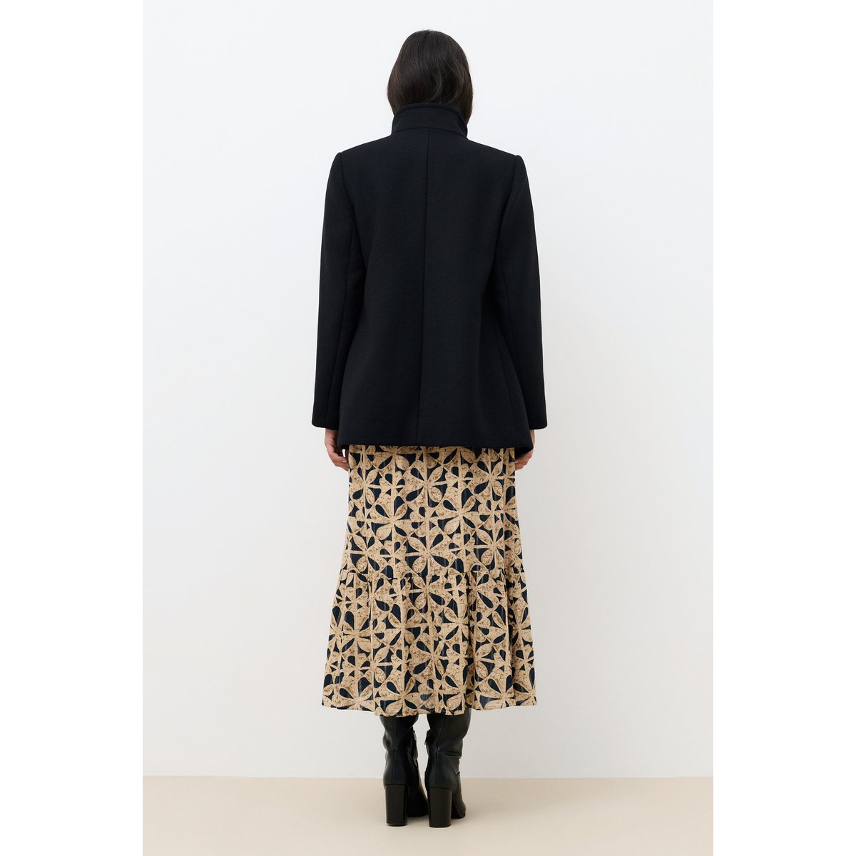 Manteau droit col tailleur GCOMETE noir, CAROLL