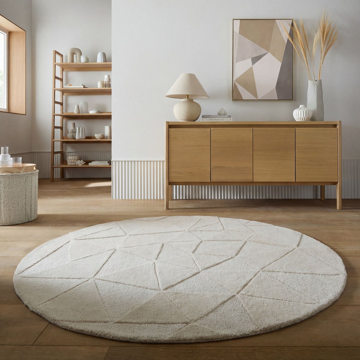 Tapis en laine rond SHARD beige, FLAIR RUGS
