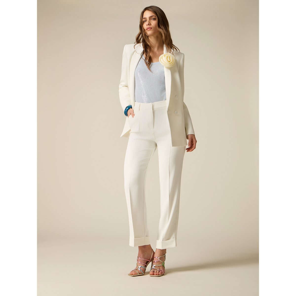 Pantalon à pinces blanc, OLTRE
