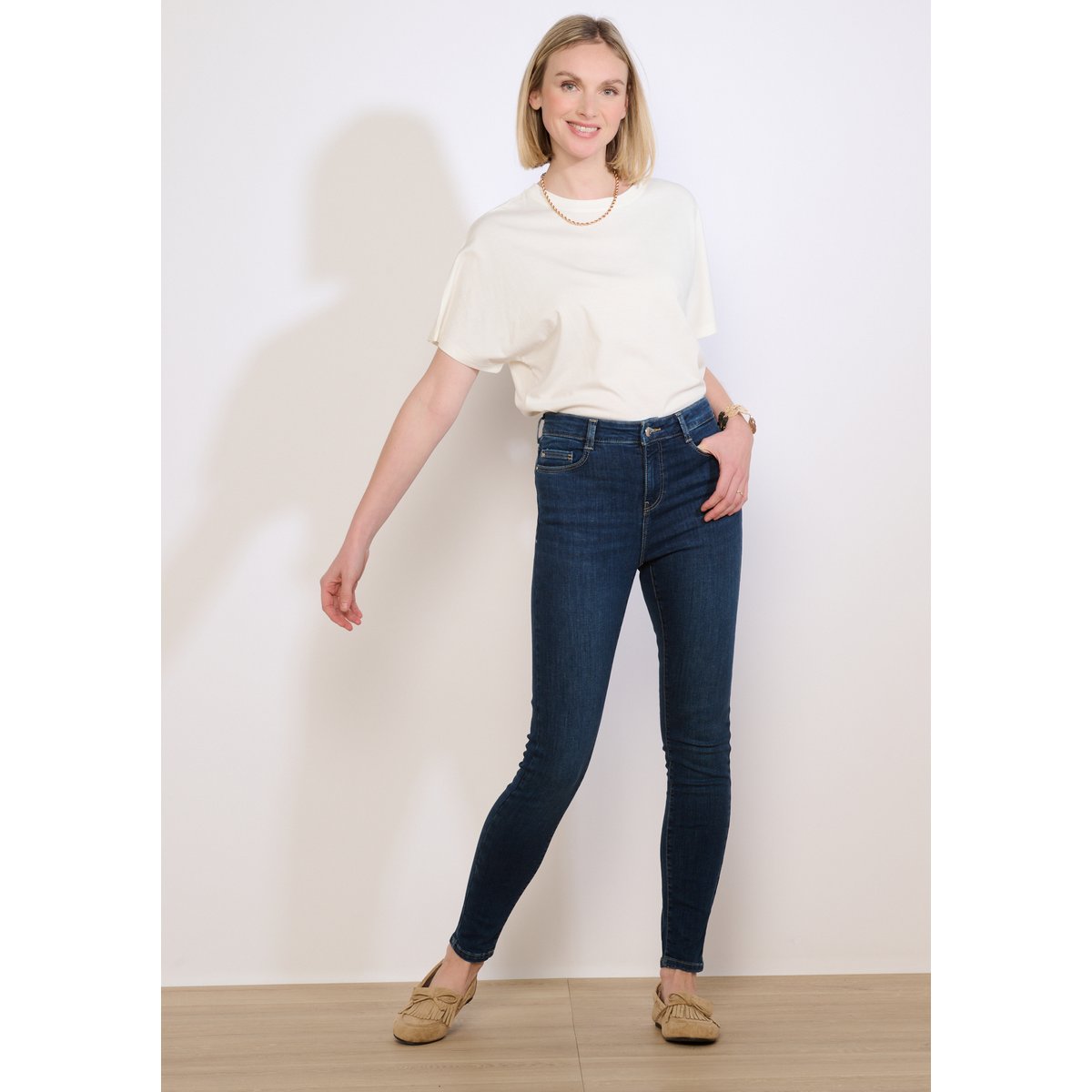 Jean skinny taille haute dark blue, LOLALIZA