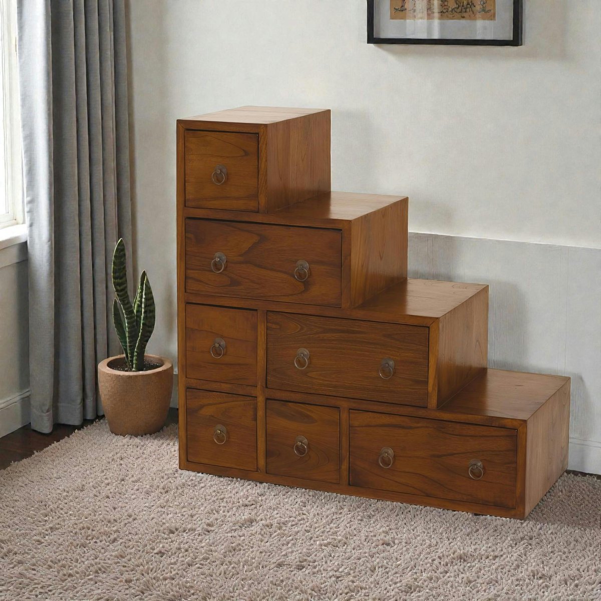 Meuble escalier double face 76x76cm LOLA bois naturel, PIER IMPORT