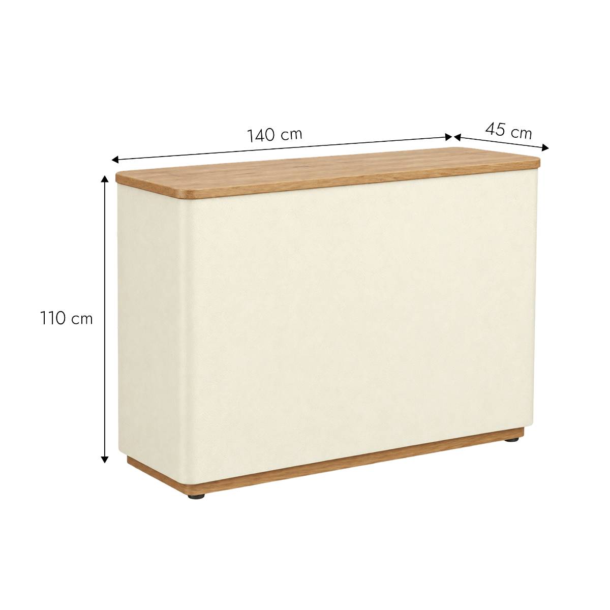 Meuble bar en bois d'acacia et bois effet béton DALVA blanc, MADE IN MEUBLES