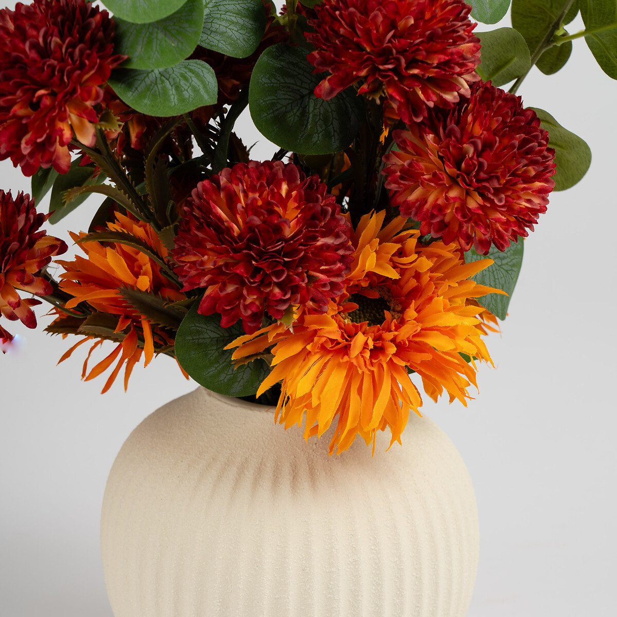 43cm Chrysanthemum & Eucalyptus Arrangement orange, SO'HOME