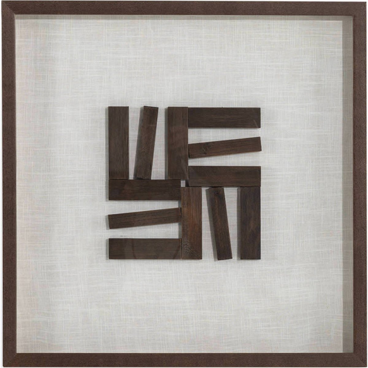 Tableau abstrait en bois et verre brun et blanc, RECOLLECTION