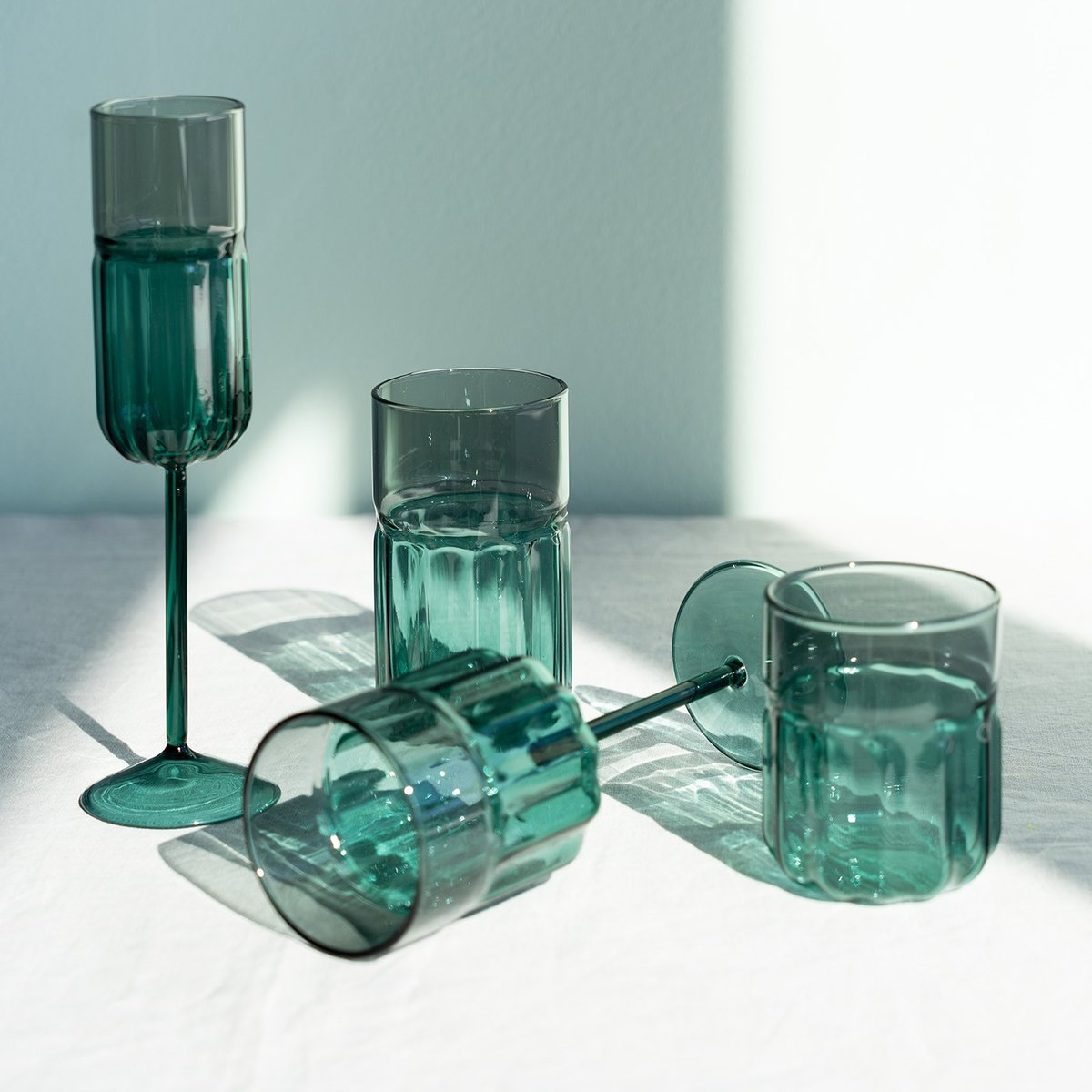 Lot de 6 verres à eau, DUETTO vert, KARE DESIGN