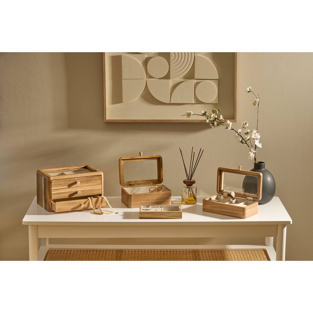 Boîte à bijoux rectangulaire en acacia ASSIA marron, ATMOSPHERA