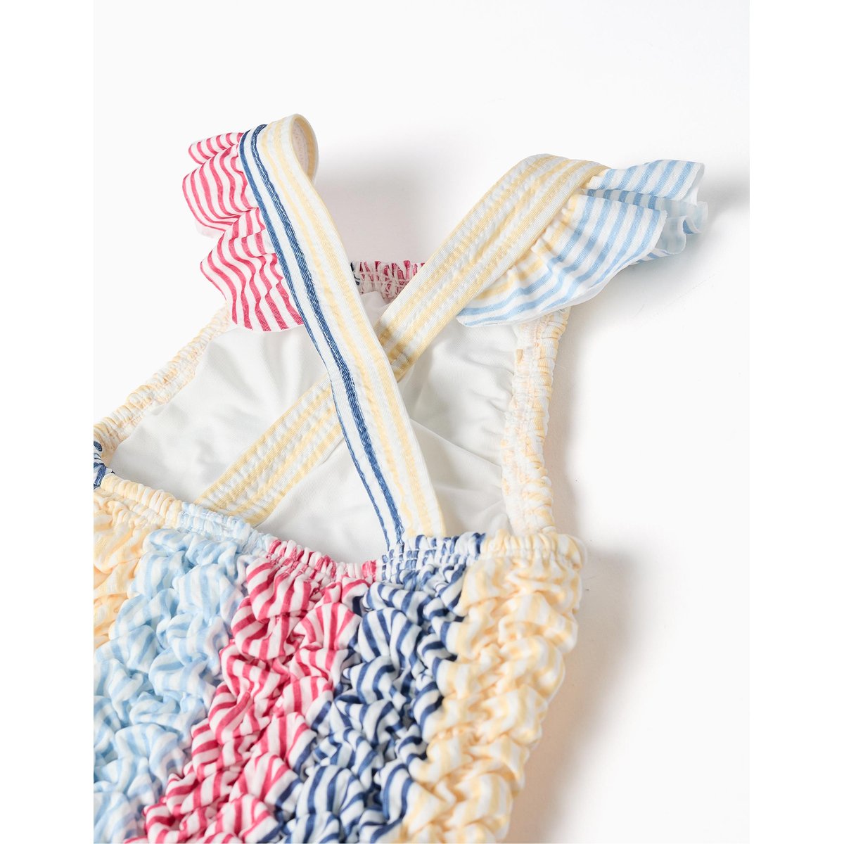 Maillot de bain à rayures avec volants You&Me rouge, ZIPPY