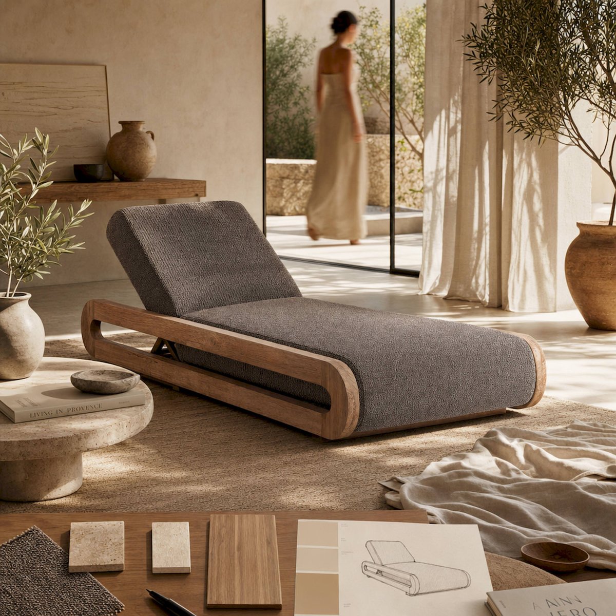 Bain de soleil en teck collection corba brun naturel, RECOLLECTION
