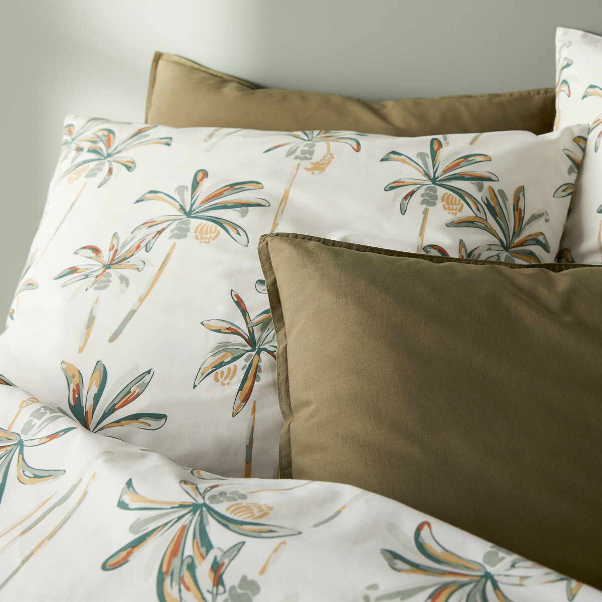 Bettwäsche-Set Denham mit rechteckigem Kissenbezug, Baumwolle palmendruck, LA REDOUTE INTERIEURS