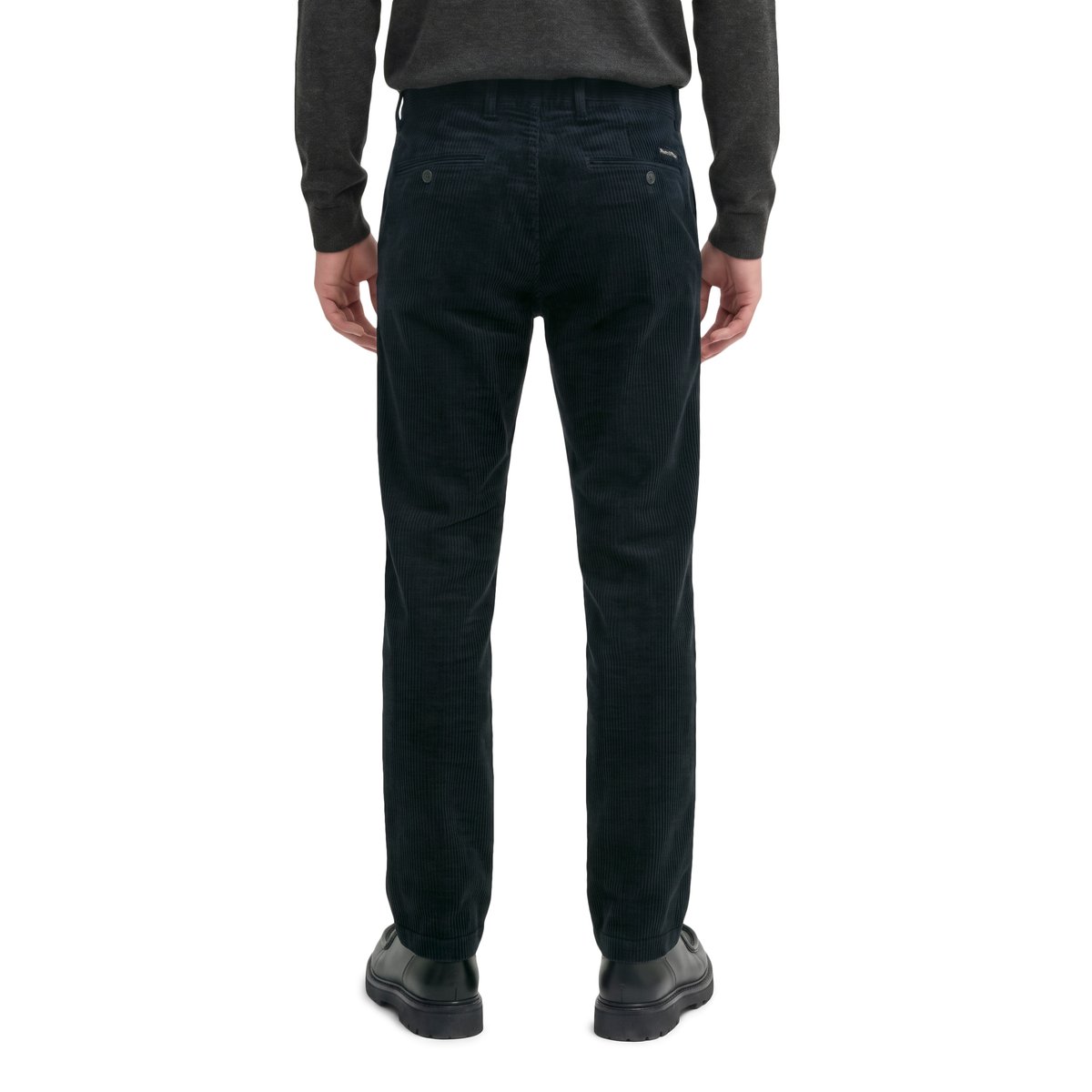 Pantalon en velours côtelé modèle Osby, à plis et coupe fuselée en pur coton biologique bleu, MARC O'POLO