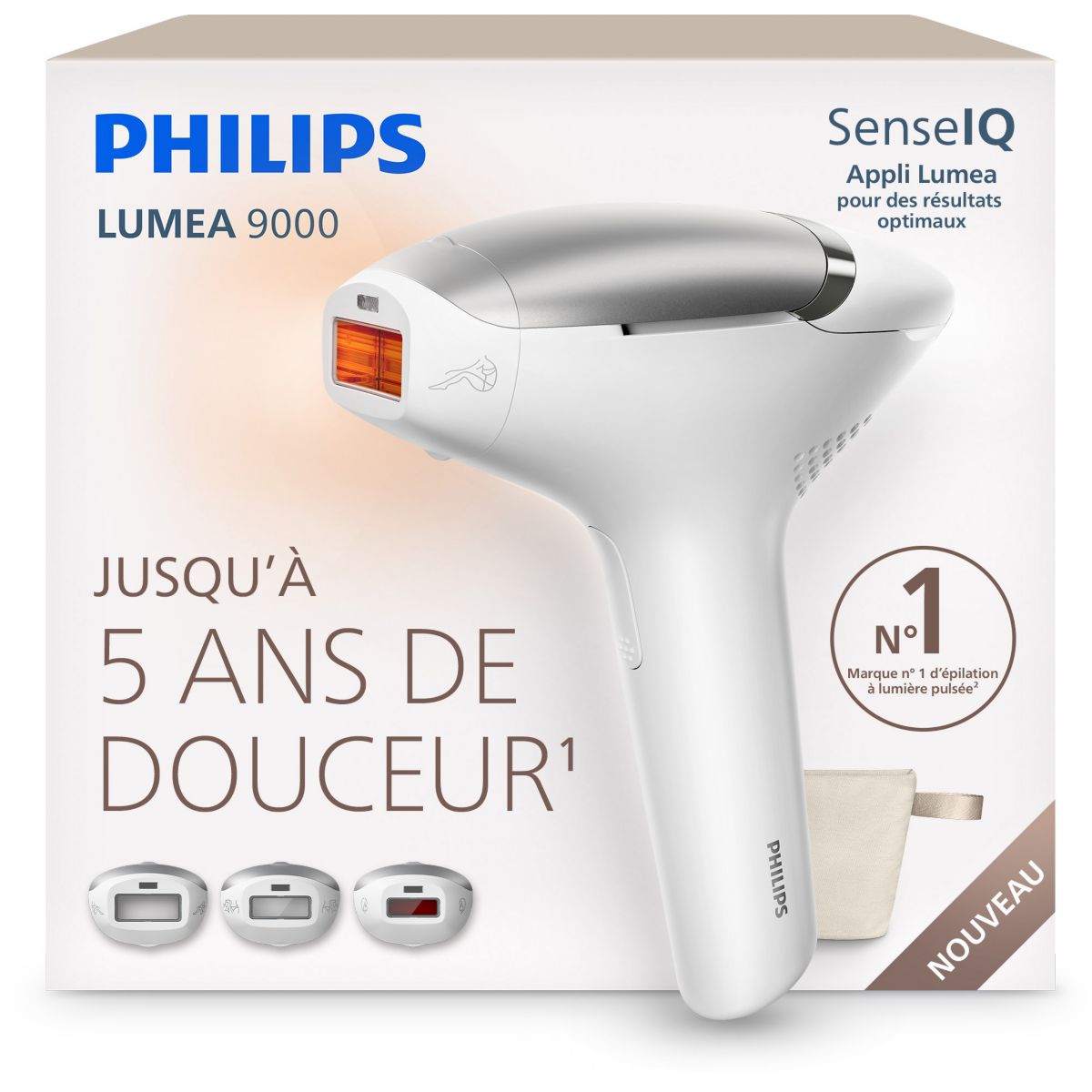 Epilateur lumière pulsée BRI936/00 Blanc argenté couleur unique, PHILIPS