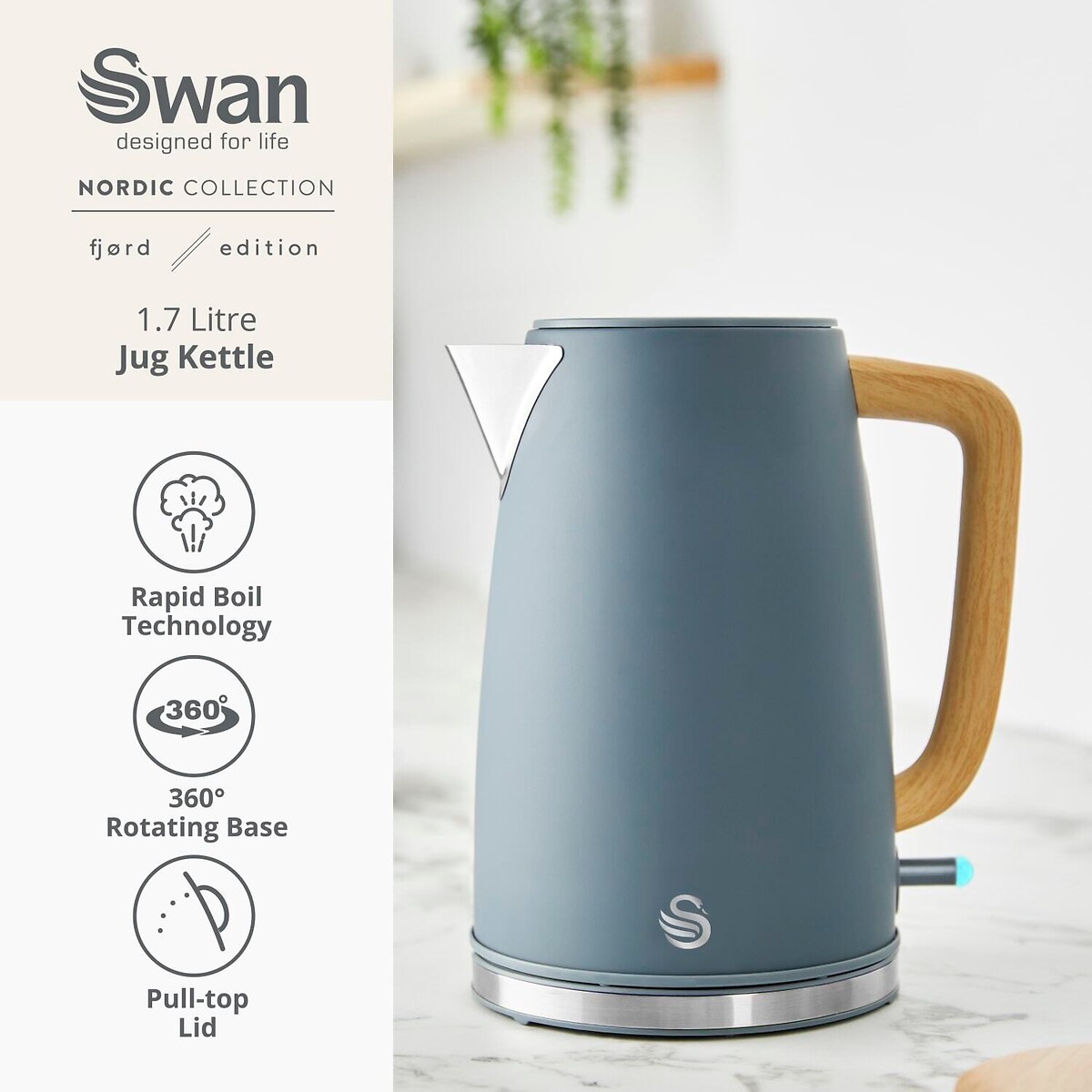 Fjord 1.7L Jug Kettle black, SWAN