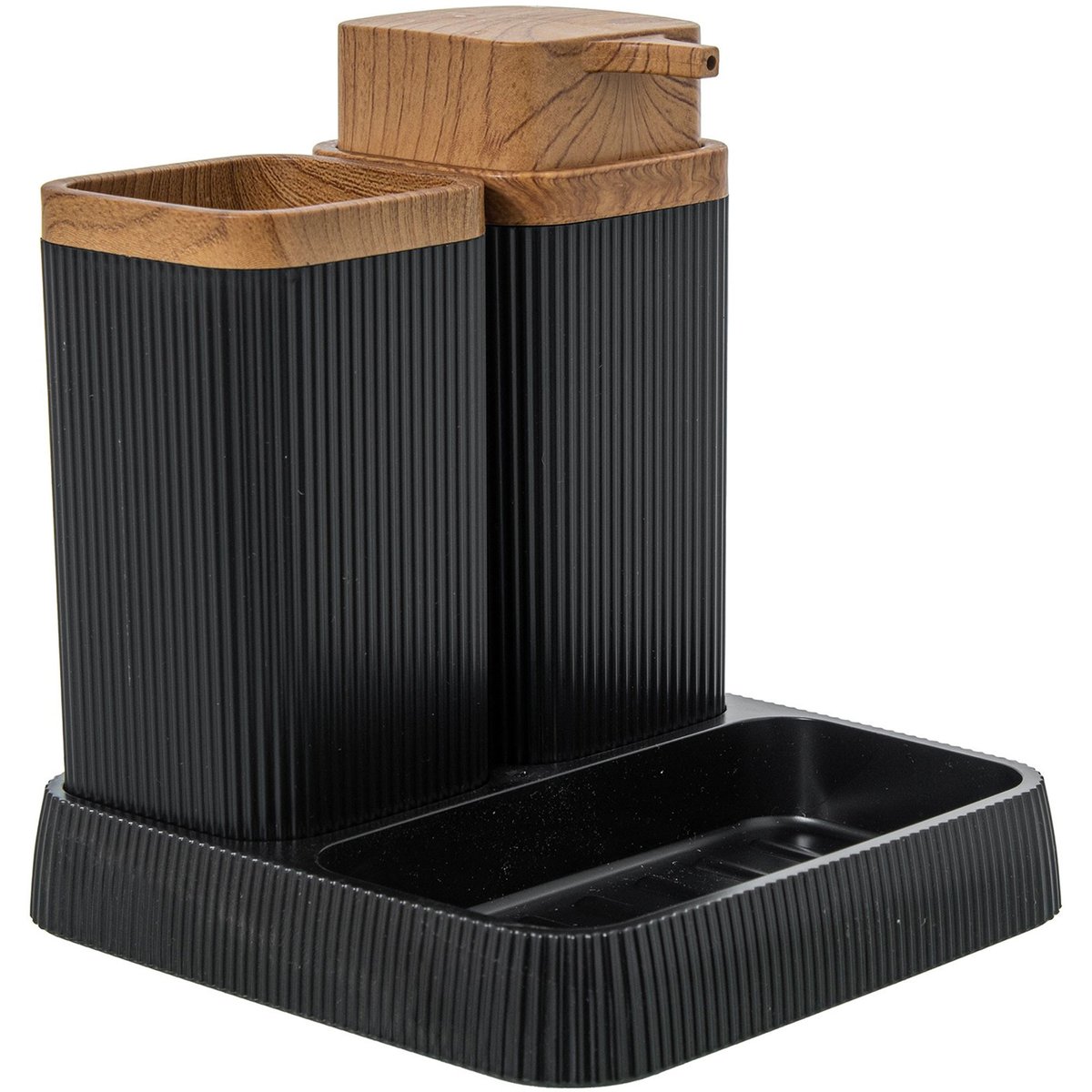 Set salle de bain acrylique noir 15x16x15cm noir, WADIGA