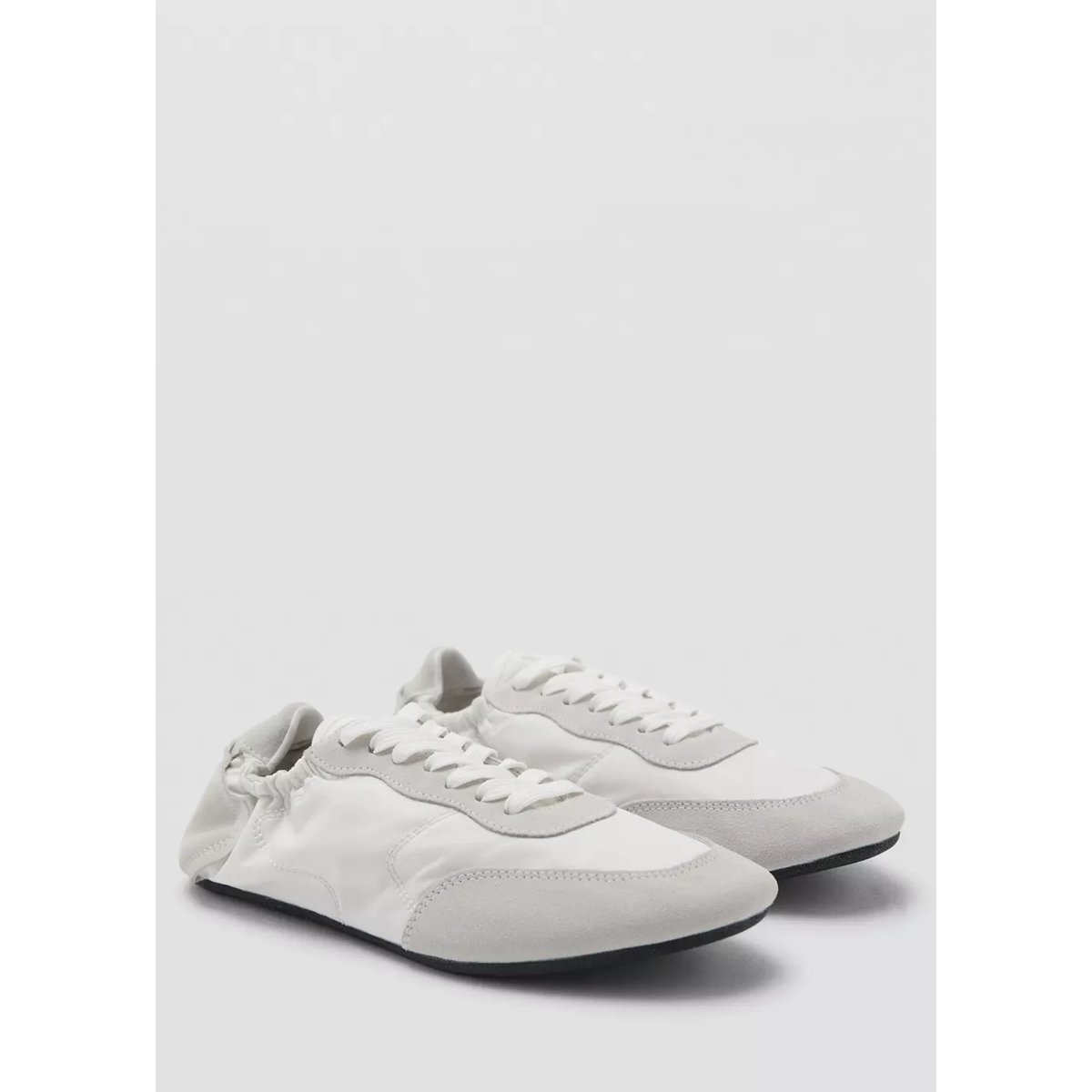Baskets en cuir lacées blanc, MANGO