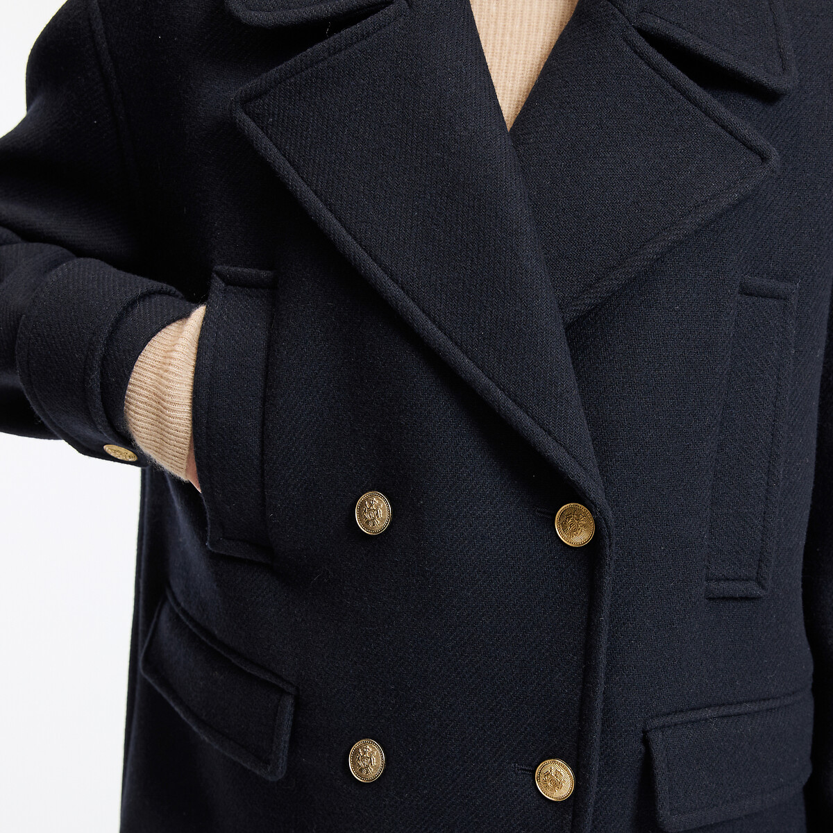 Caban laine mélangée, Signature ANTON bleu marine, LA REDOUTE COLLECTIONS