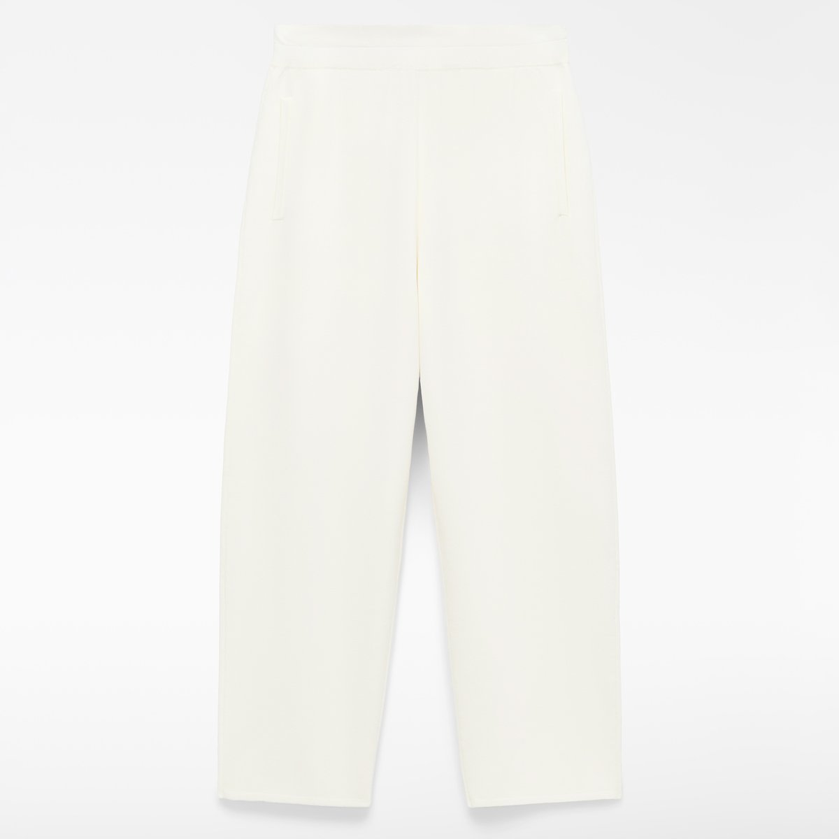 Pantalon coupe barrel en maille crème, ADOLFO DOMINGUEZ