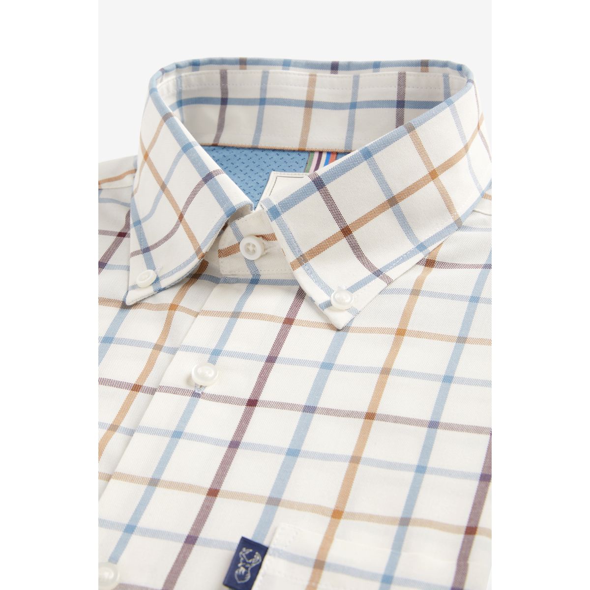 Chemise oxford boutonnée regular crème/bleu, NEXT