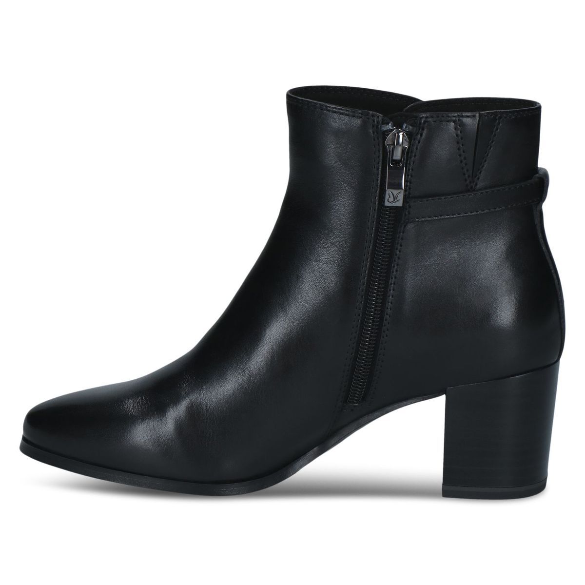 Bottine en cuir noir nappa, CAPRICE