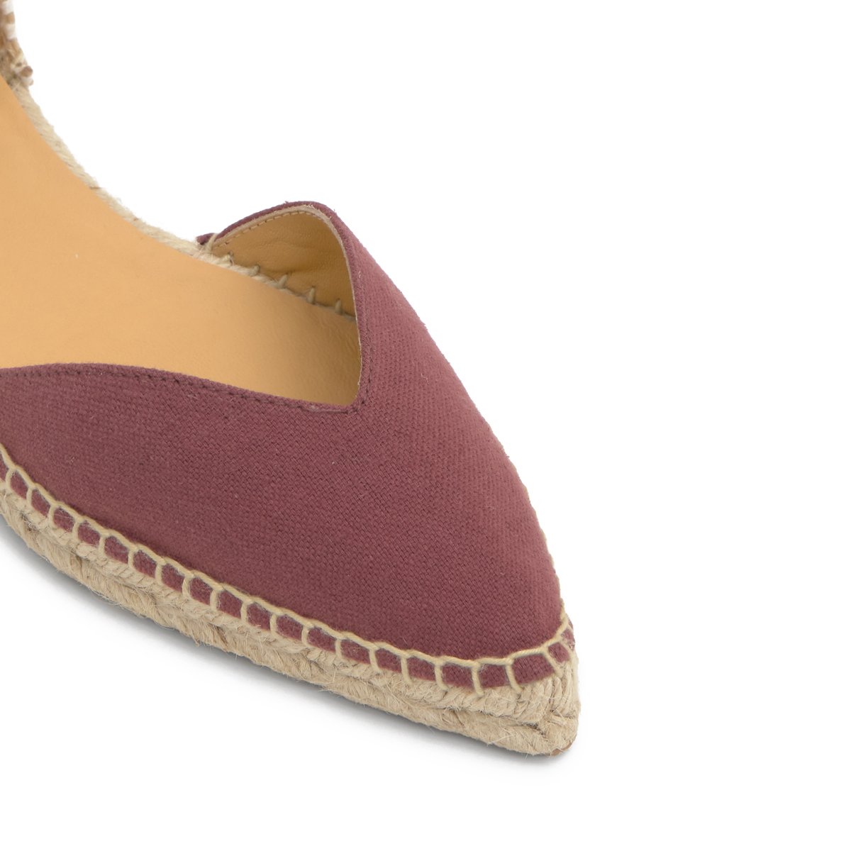 Espadrilles plates en lin à lacets en velours BRAVA PLATFORM lie de vin, CASTANER
