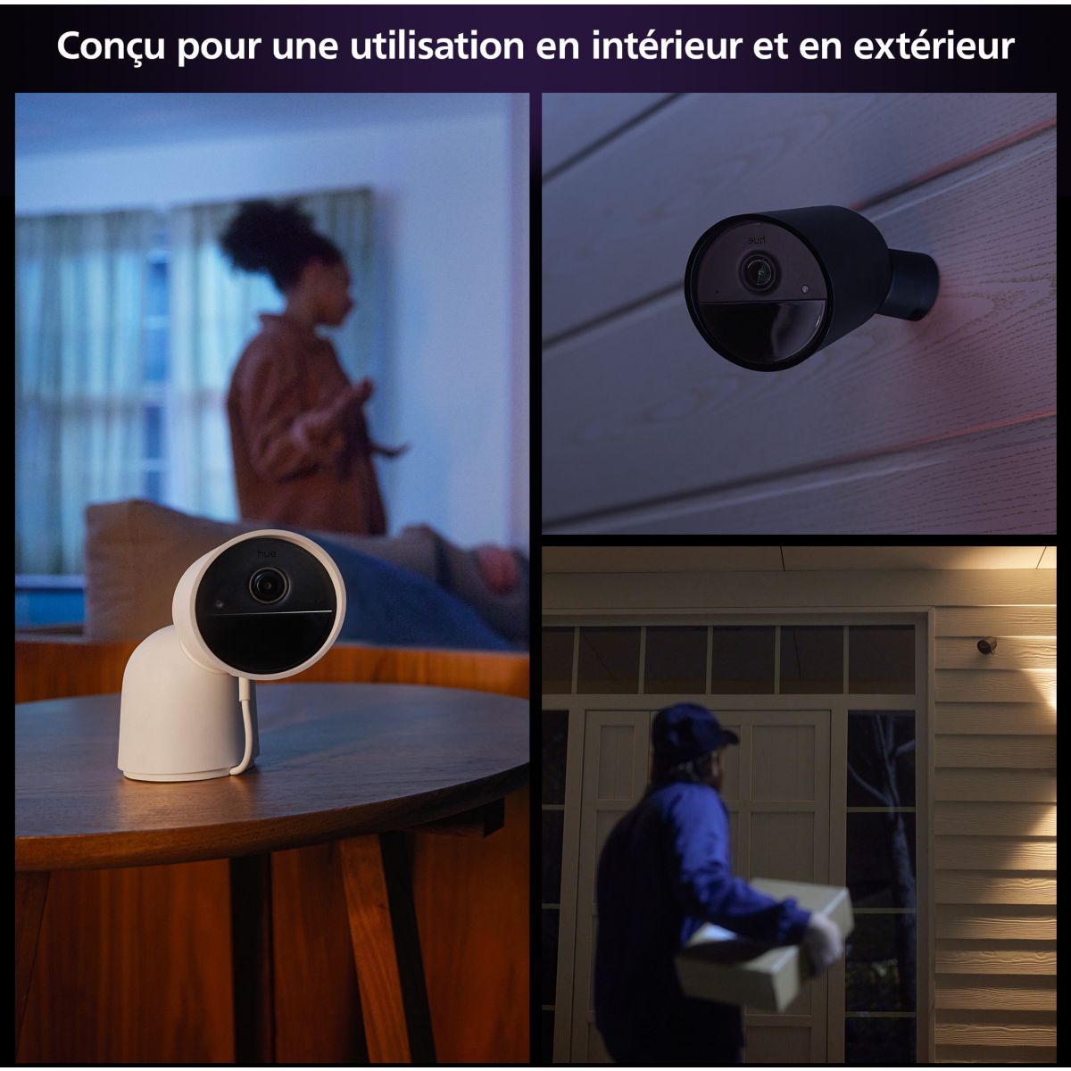 Caméra de surveillance SECURE avec support bureau noire couleur unique, PHILIPS HUE