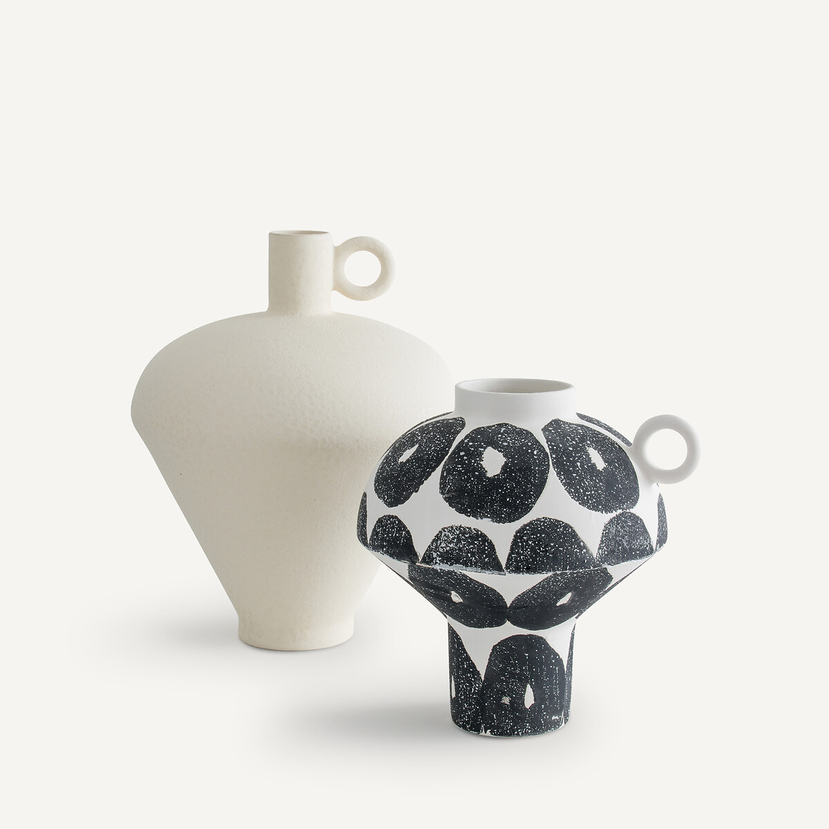 Vase en céramique mate tachetée, Breto noir/blanc, AM.PM