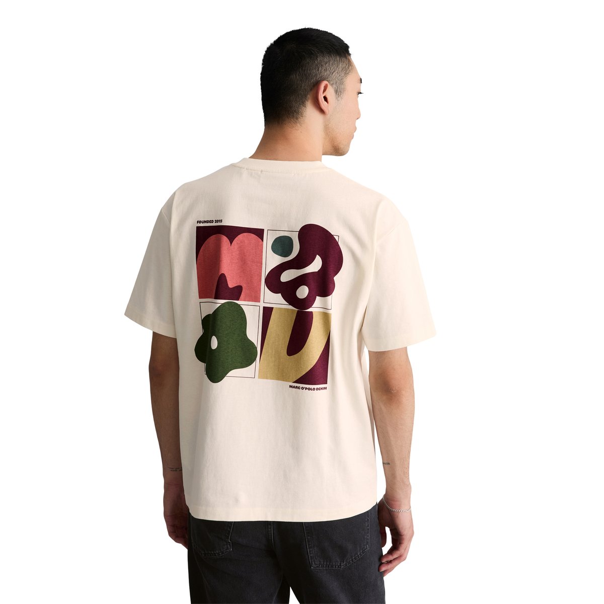 T-shirt relaxed avec un grand imprimé au dos blanc naturel, MARC O’POLO DENIM