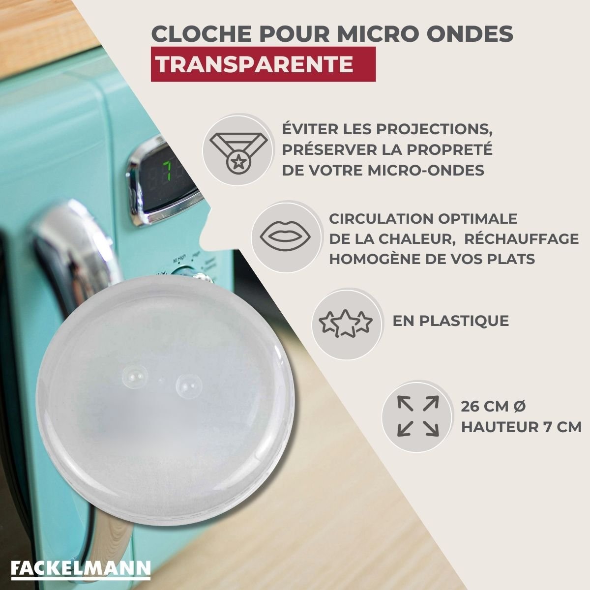 Couvercle pour micro-ondes transparent, FACKELMANN