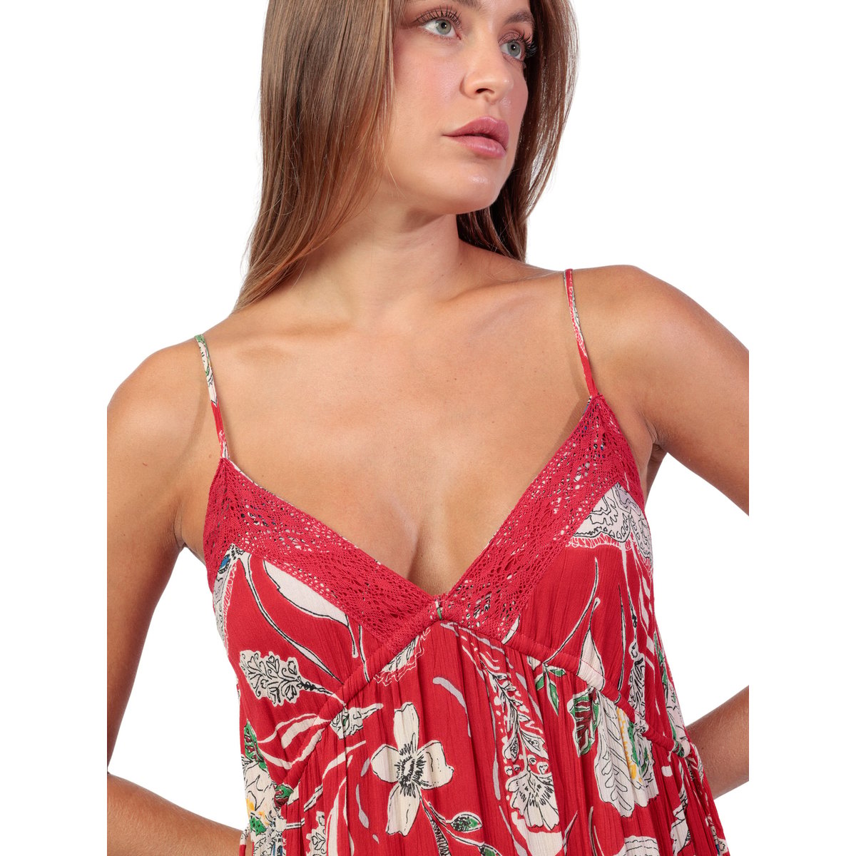 Robe longue estivale Aurora rouge, ADMAS
