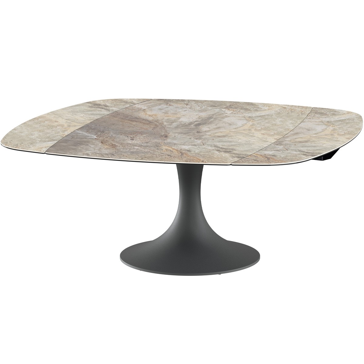 Table à manger extensible automatique 6/8 couv, céramique effet Marbre - SABBIA marbre taupe, HOMIFAB