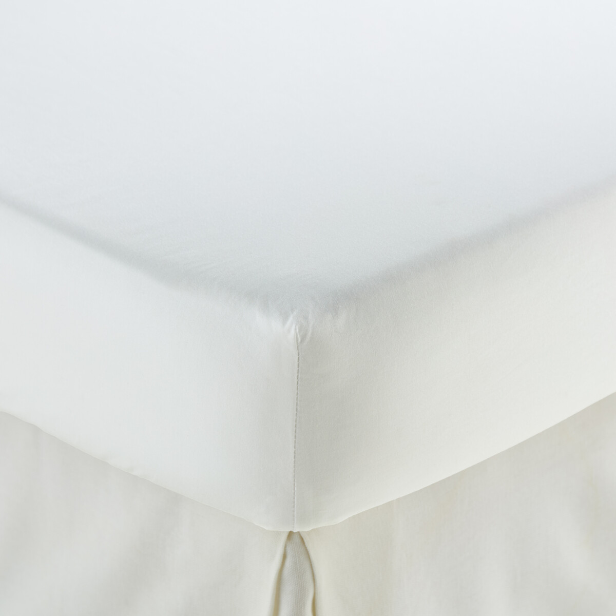 Drap housse en percale coton, 80 fils, bonnet 30 cm, Scenario blanc, LA REDOUTE INTERIEURS
