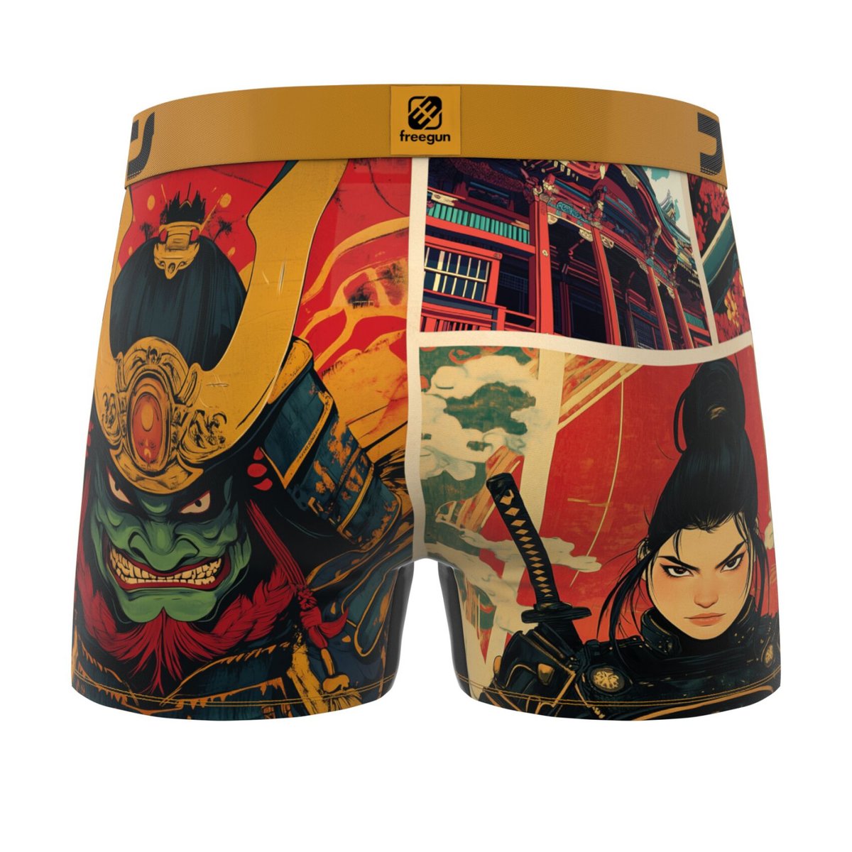 Lot De 3 Boxers Manga Estampe rouge/orange/jaune/beige/bleu, FREEGUN