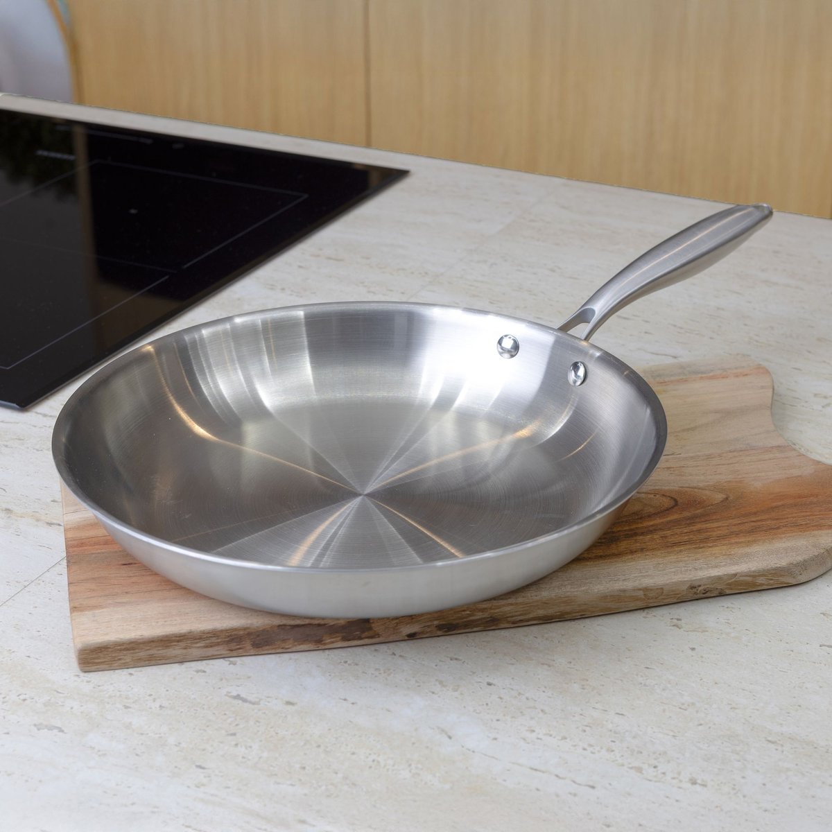 Poêle 30cm en acier inoxydable, TRINOX inox, MENASTYL