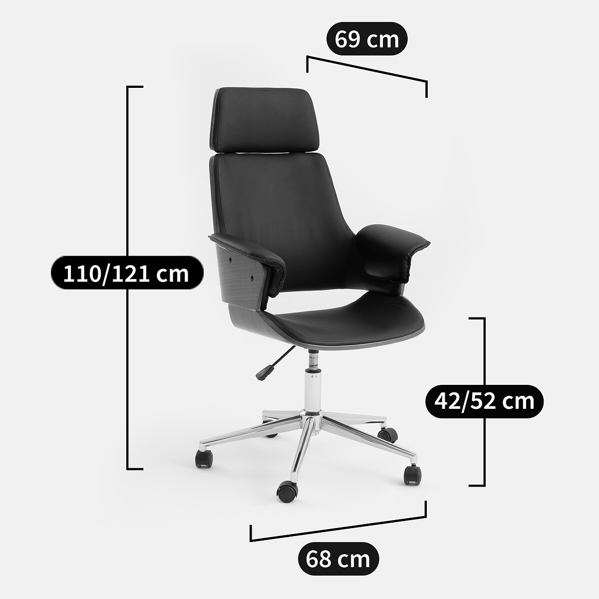 Silla de oficina con ruedas, SERION negro, LA REDOUTE INTERIEURS
