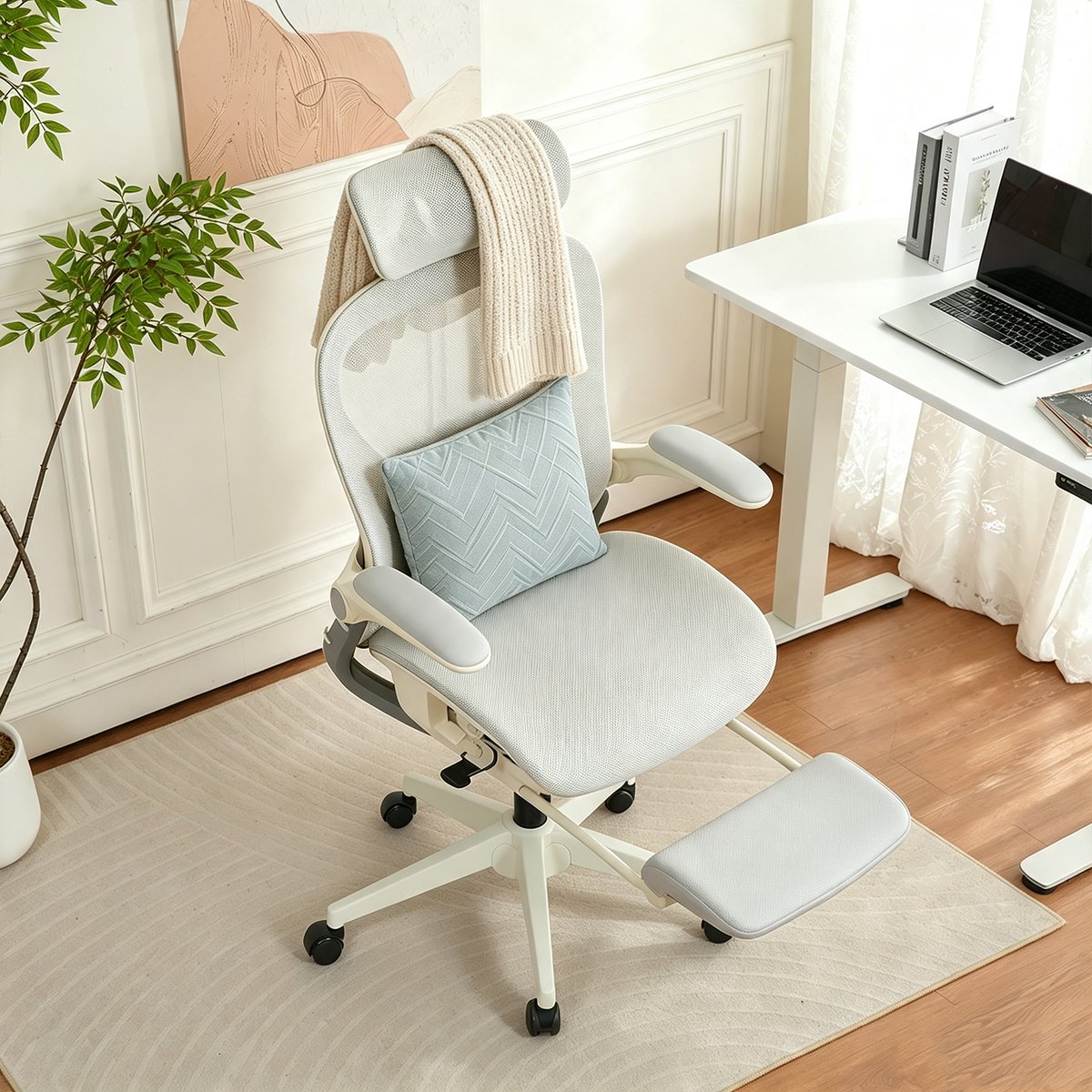 Chaise de bureau ergonomique en maille, VONGER MESH gris, MEUBLES COSY