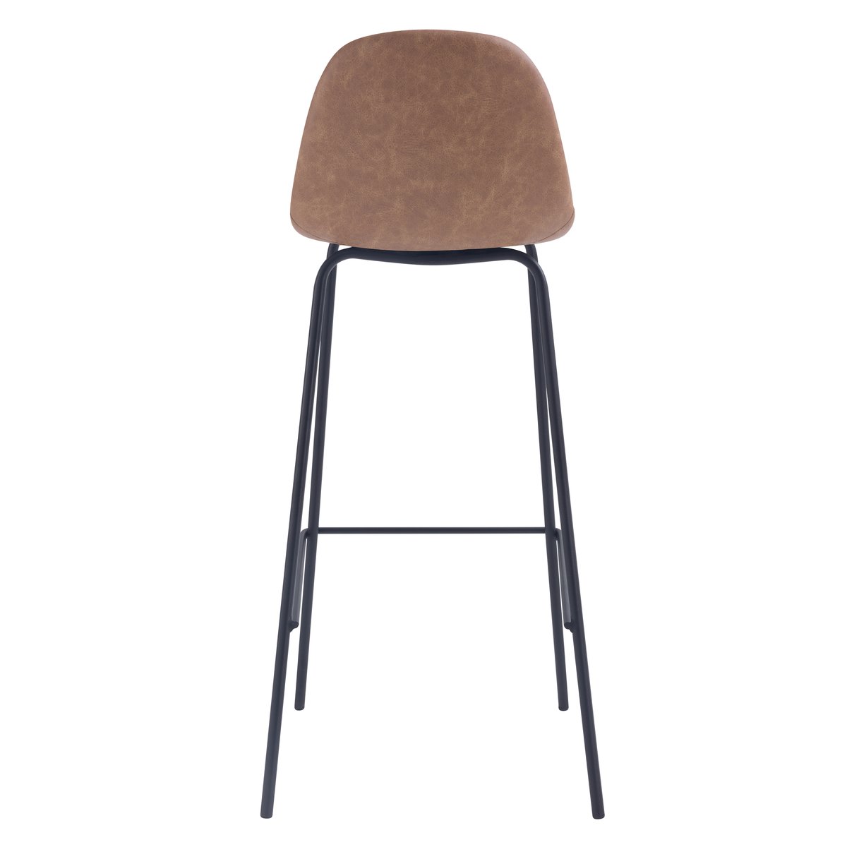 Lot de 2 chaises de bar 75 cm en cuir synthétique - HENRIK taupe et pieds noirs, MAISON PAVANE