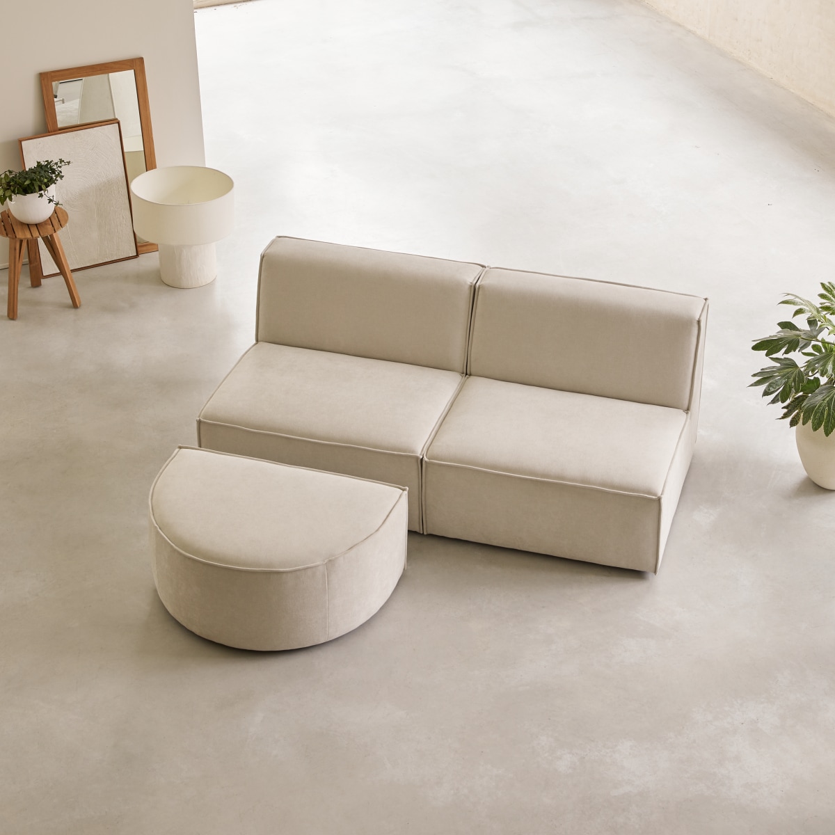 Banquette en Tissu, DARIO beige, TIKAMOON