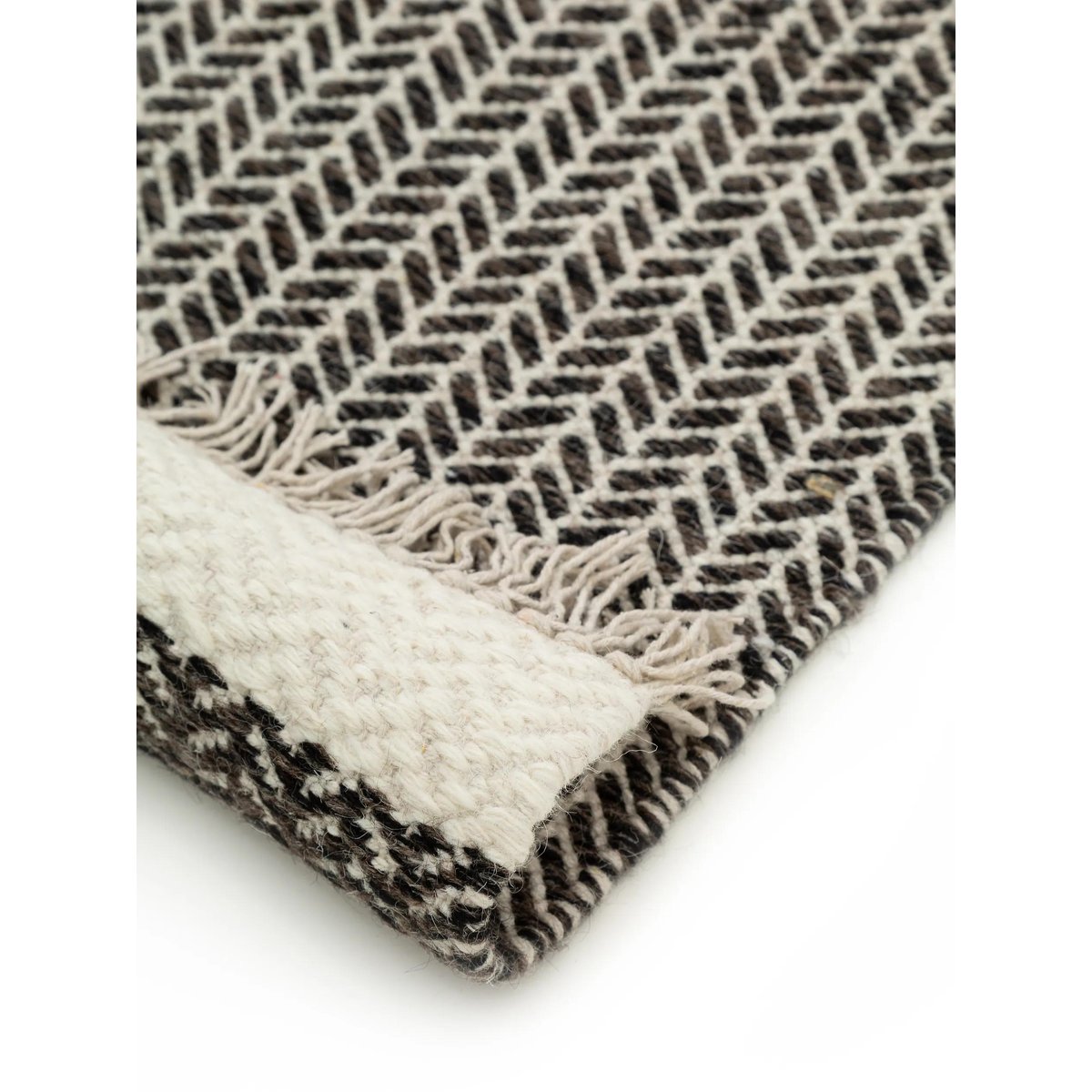 Tapis de couloir en laine tissé main KIM noir & blanc, BENUTA