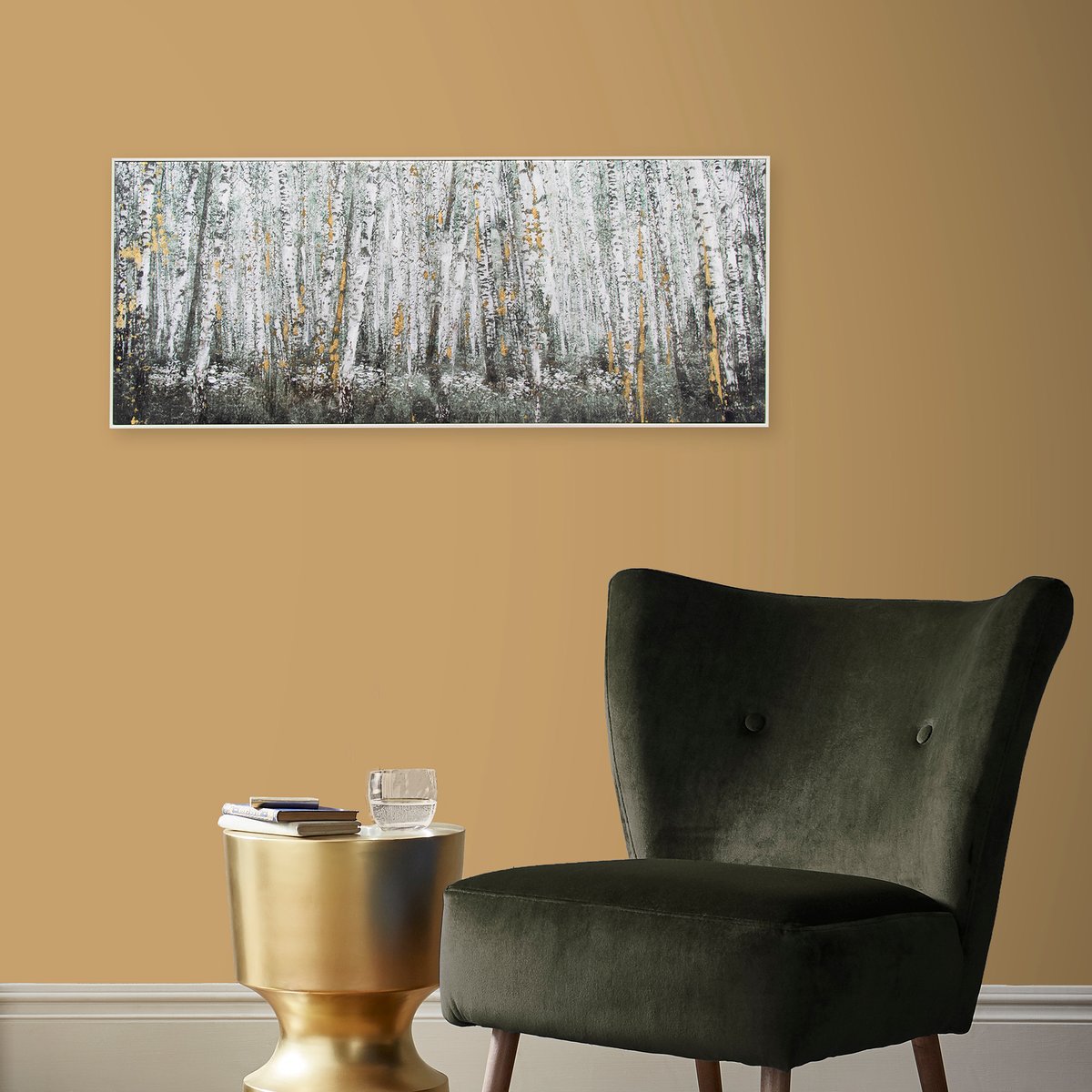 Toile encadrée Forêt de bouleaux gris, marron, doré, ART FOR THE HOME