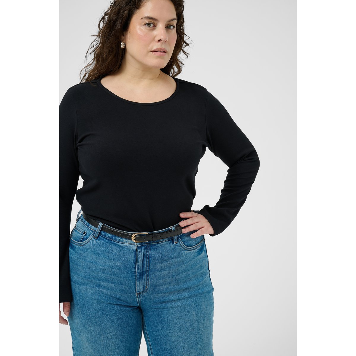T-shirt à manches longues noir black, KAFFE CURVE