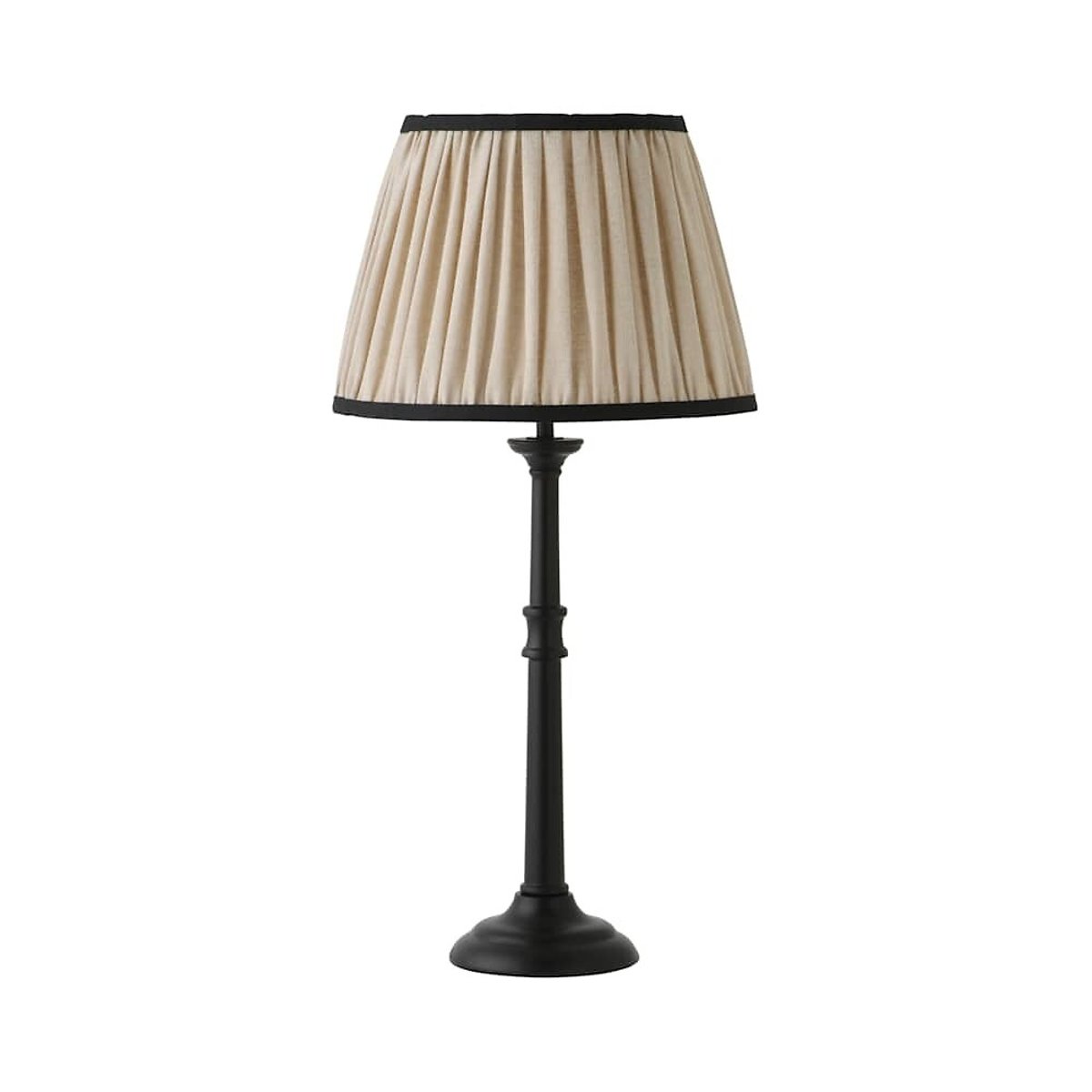 Clarissa Candlestick Table Lamp with Linen Pleated Shade black, SO'HOME