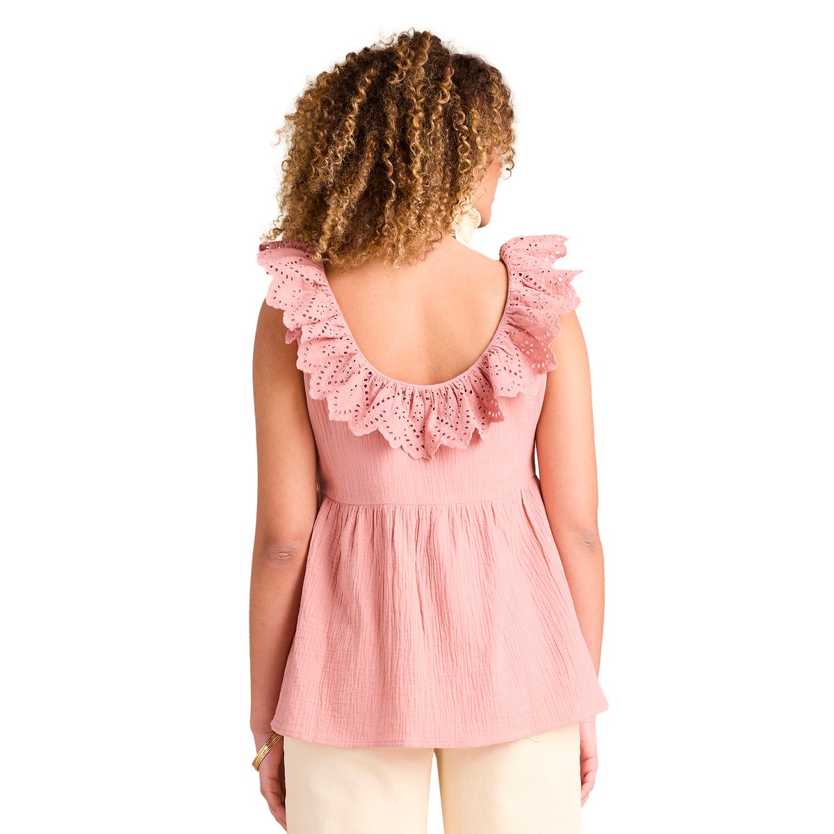 Blouse grossesse en gaze coton col broderie anglaise terracotta, ENVIE DE FRAISE